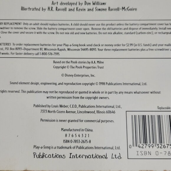 Disney Book Winnie the Pooh First Songs 1998 Hardback children's works see video - Picture 6 of 6